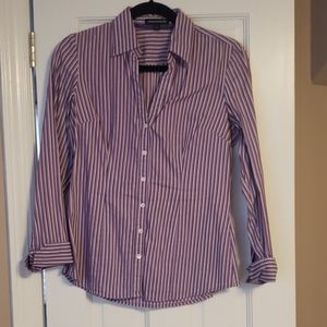 Express Design Studio Purple Striped Button Down